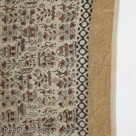 Black Original Pedana Kalamkari Block Print Chanderi Silk Saree