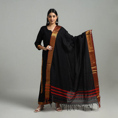  Cotton Black Dharwad Kurta Set with Palazzo & Dupatta