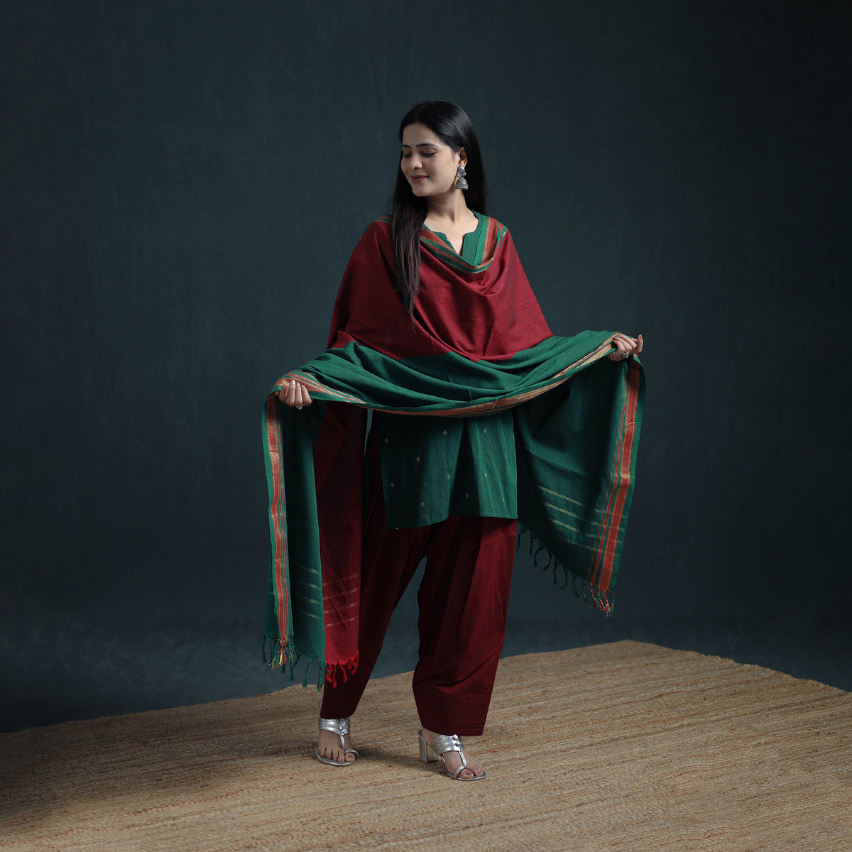 Dharwad Cotton Suit Set with Dupatta for Women 06
