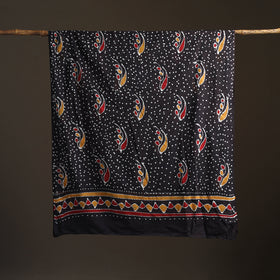 Black - Hand Batik Print Cotton Dupatta 33