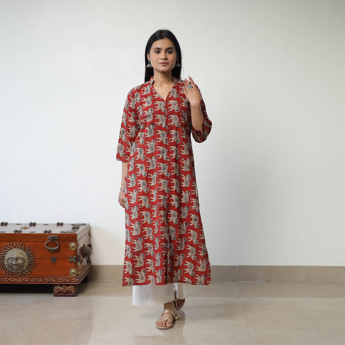 Printed Cotton Straight Kalamkari Kurta 06