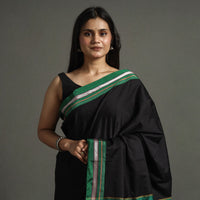 Black - Ilkal Khun Silk Cotton Saree with Resham Border 18