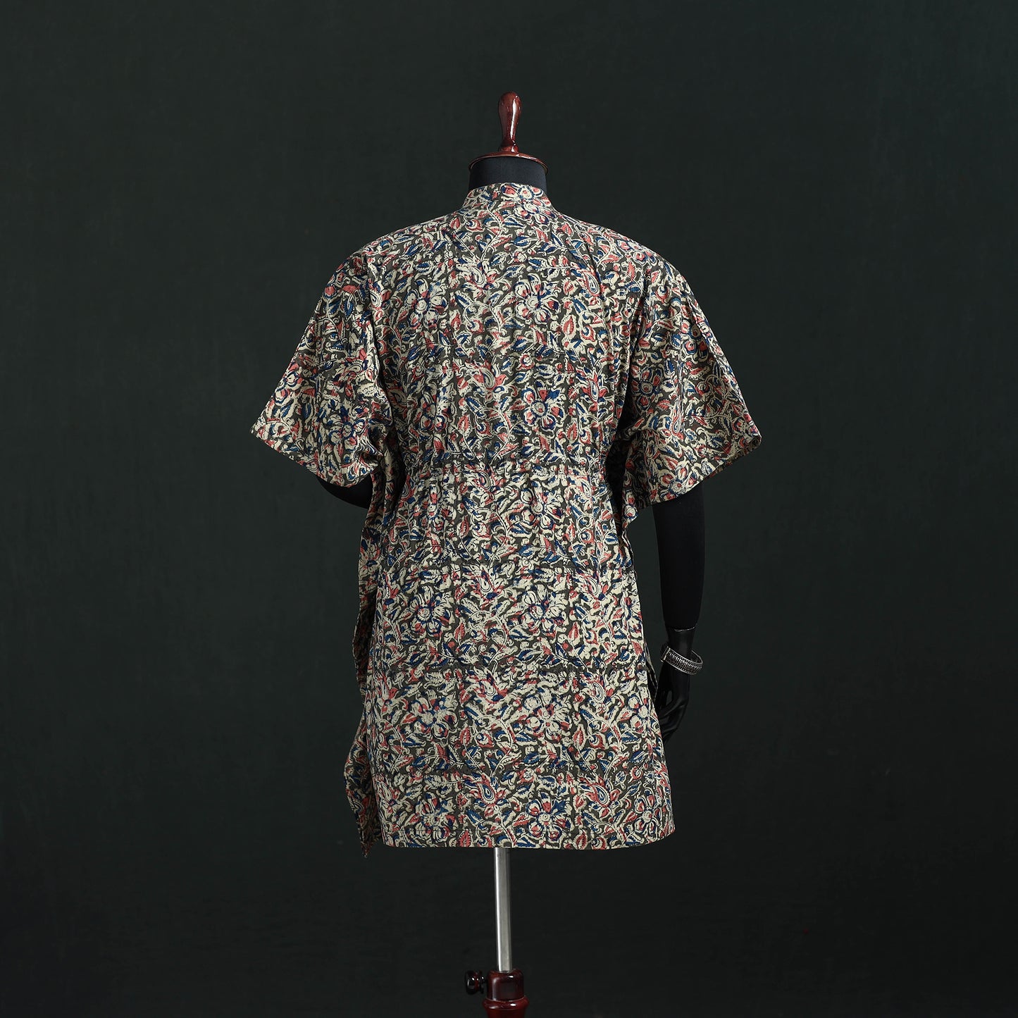 Multicolor - Kalamkari Hand Block Print Natural Dyed Cotton Kaftan (Medium) 11