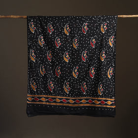 Black - hand batik print cotton dupatta 31 - handcrafted