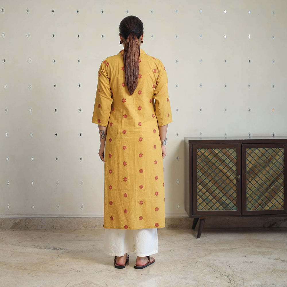 Yellow - Jacquard Cotton Straight Kurta 08