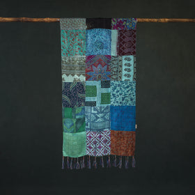 Pure Silk Reversible Patchwork Stole with Tassels 33