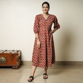  Bagru Block Printed Cotton Flared Dress 04 Online at iTokri.com