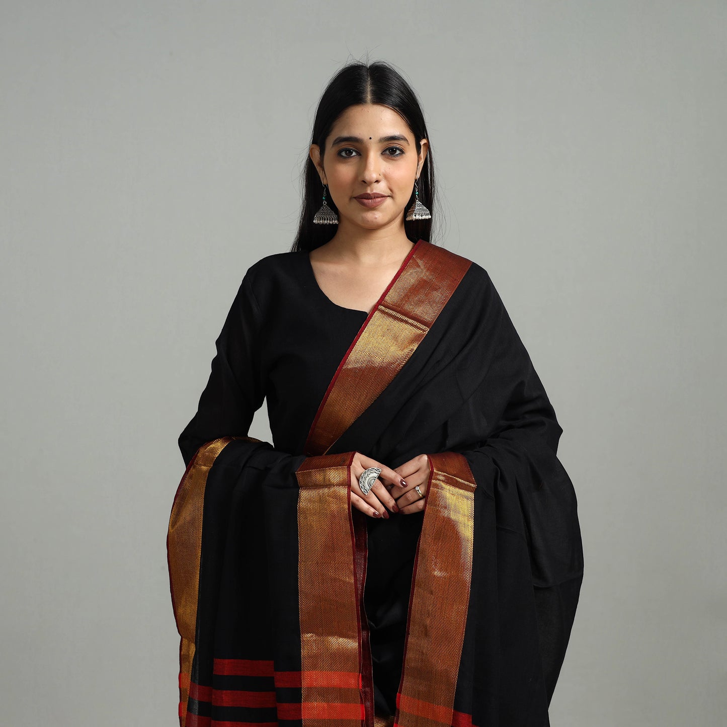  Cotton Black Dharwad Kurta Set with Palazzo & Dupatta