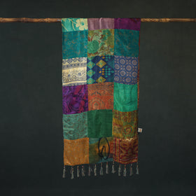 Pure Silk Reversible Patchwork Stole with Tassels 32