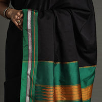 Black - Ilkal Khun Silk Cotton Saree with Resham Border 18