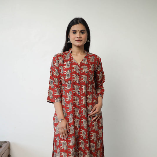 Printed Cotton Straight Kalamkari Kurta 06