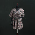White - Kalamkari Hand Block Print Natural Dyed Cotton Kaftan (Medium) 12