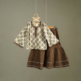 Girls Gota Work Bagh Block Print Cotton Kurta with Sharara Set (3-4 Years) 41