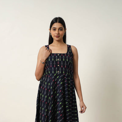 Mercerized Cotton Flared Pochampally Ikat Dress 20