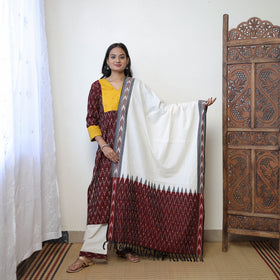 Maroon - Handloom Cotton Pochampally Ikat Kurta Set 16