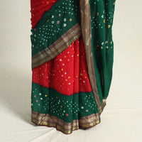 Red - Kutch Tie-Dye Cotton Bandhani Saree with Blouse Piece 58