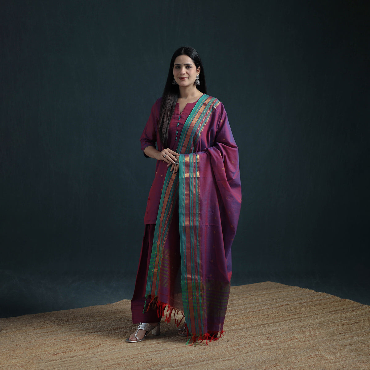 Dharwad Cotton Suit Set with Dupatta for Women 07