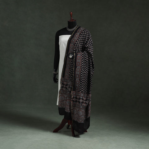 Chanderi Silk Kutch Hand Block Print Natural Dyed Handloom Ajrakh Dupatta 66