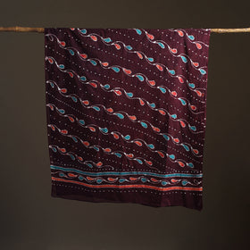 Brown - hand batik print cotton dupatta 19 - handcrafted