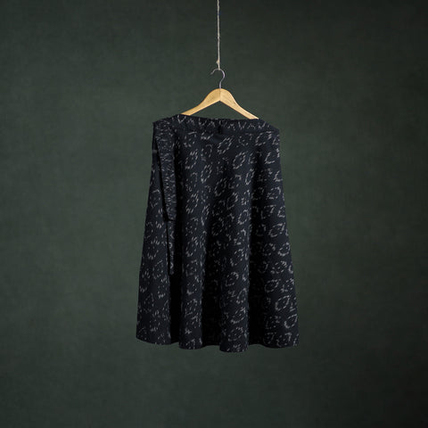 Black - Pochampally Ikat Cotton Wrap Around Skirt 58