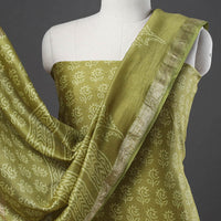 Green - 3pc Maheshwari Silk Bagru Print Dress Material 11