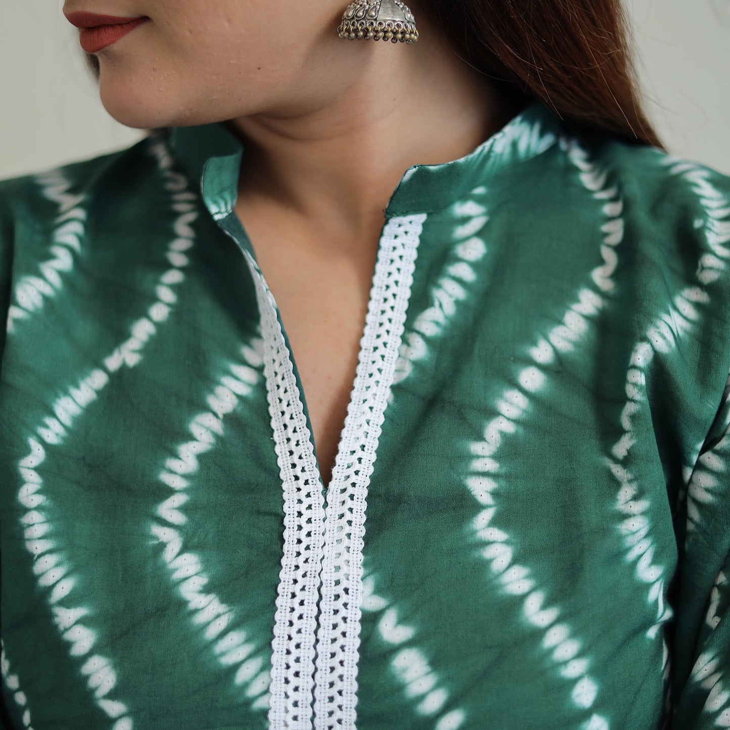 Green - Tie & Dye Cotton Straight Shibori Kurta 10