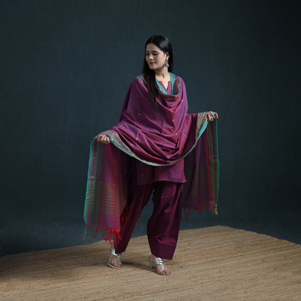 Dharwad Cotton Suit Set with Dupatta for Women 07