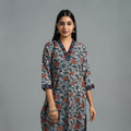 Grey - Block Printed Cotton Straight Bagru Kurta 08
