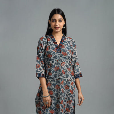 Block Printed Cotton Straight Bagru Kurta 08