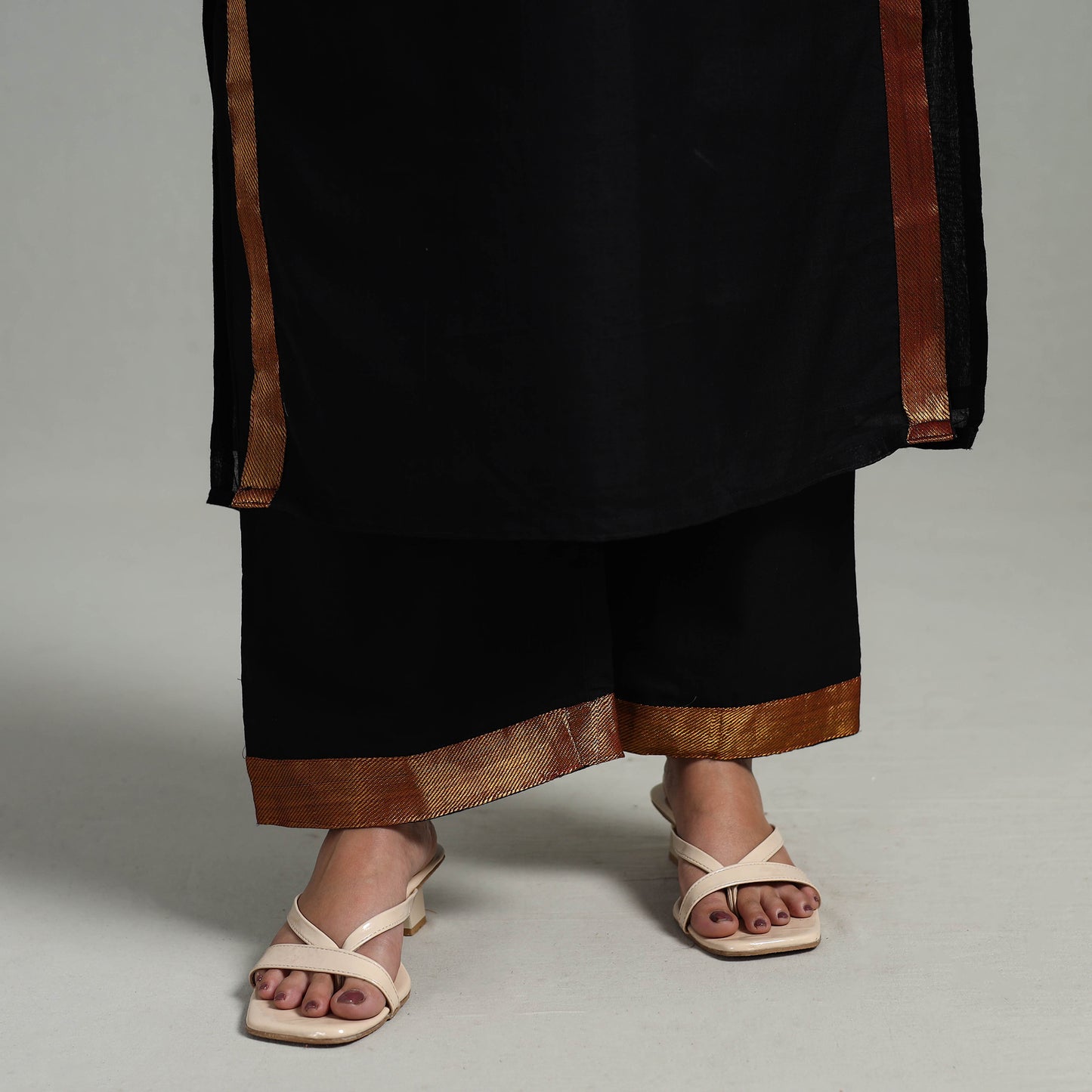  Cotton Black Dharwad Kurta Set with Palazzo & Dupatta