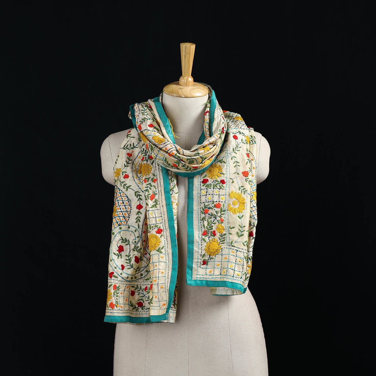 Ranihati Chanderi Silk Hand Embroidered Stole 137