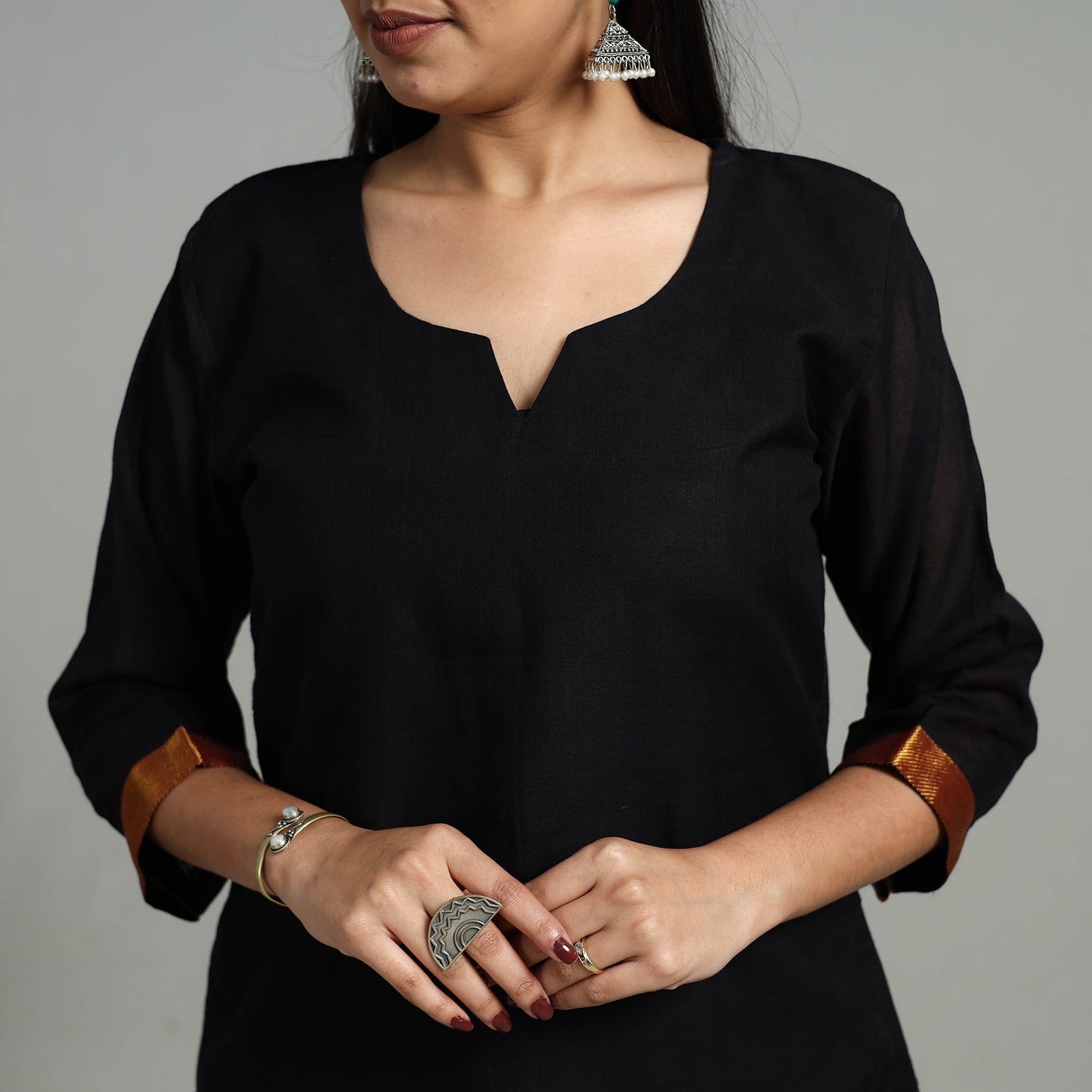  Cotton Black Dharwad Kurta Set with Palazzo & Dupatta