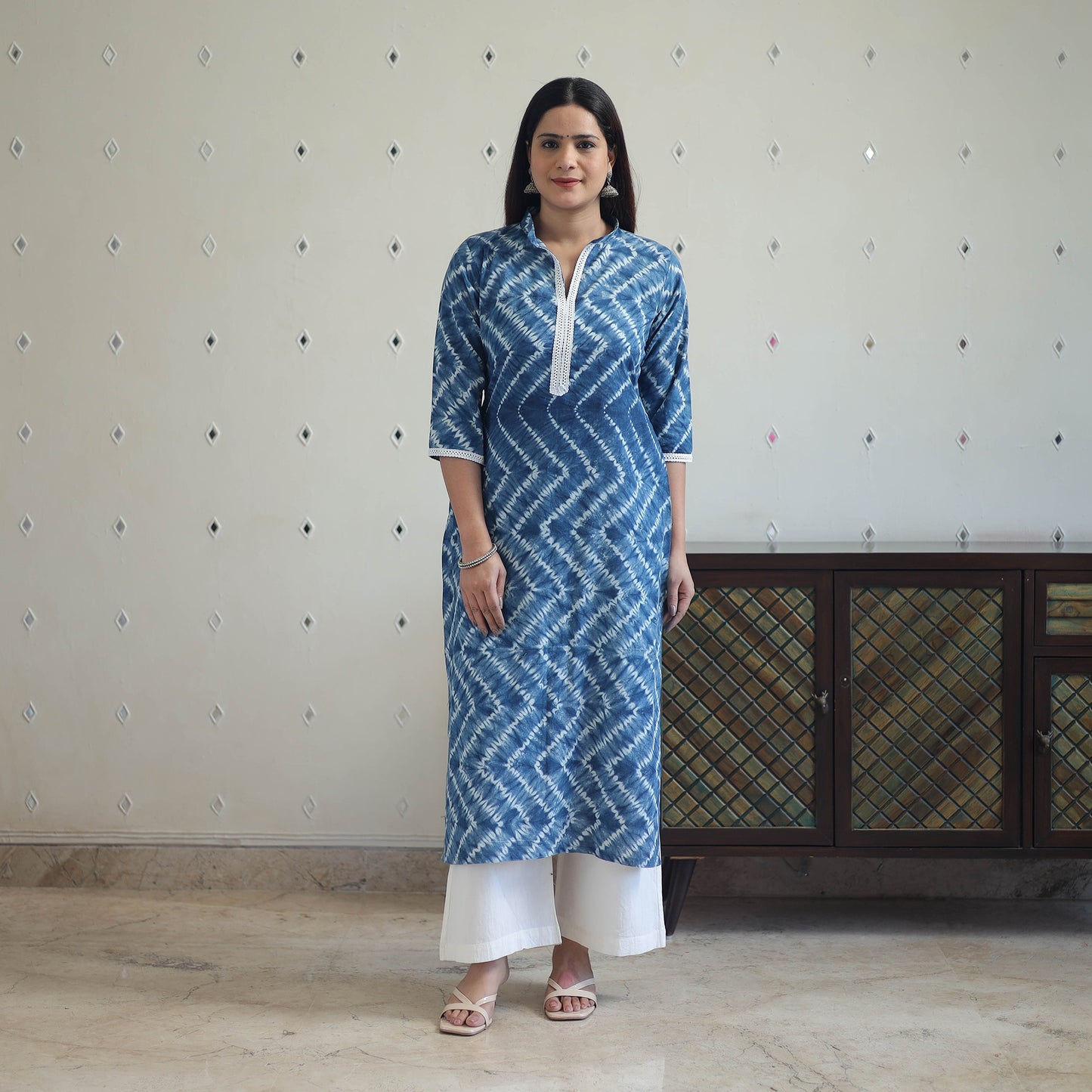 Blue - Tie & Dye Cotton Straight Shibori Kurta 07