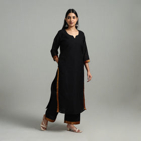  Cotton Black Dharwad Kurta Set with Palazzo & Dupatta