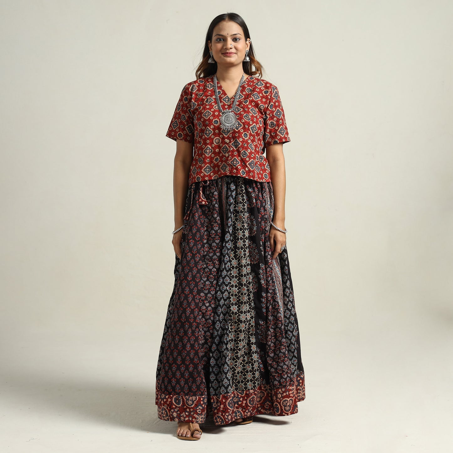 Ajrakh Patchwork Skirt 