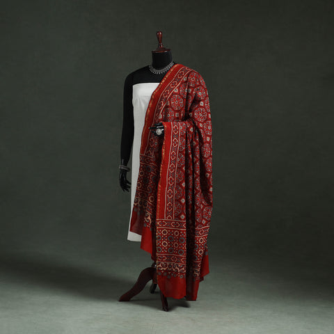 Chanderi Silk Kutch Hand Block Print Natural Dyed Handloom Ajrakh Dupatta 67