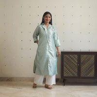 Traditional Cutwork Tissue Zari Jaal Banarasi Silk Kurta 11