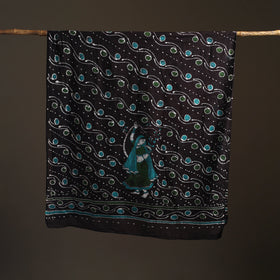 Brown - hand batik print cotton dupatta 42 - handcrafted