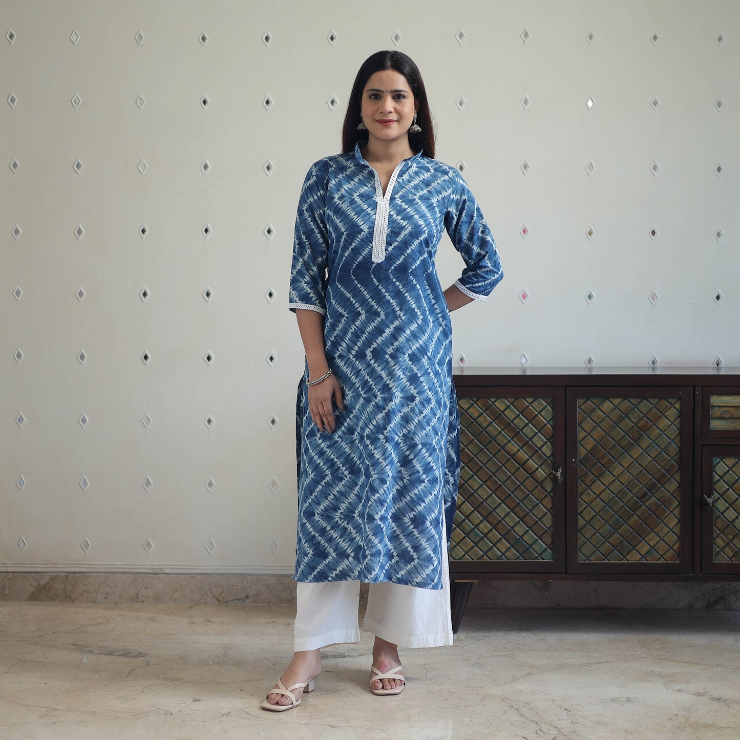 Blue - Tie & Dye Cotton Straight Shibori Kurta 07