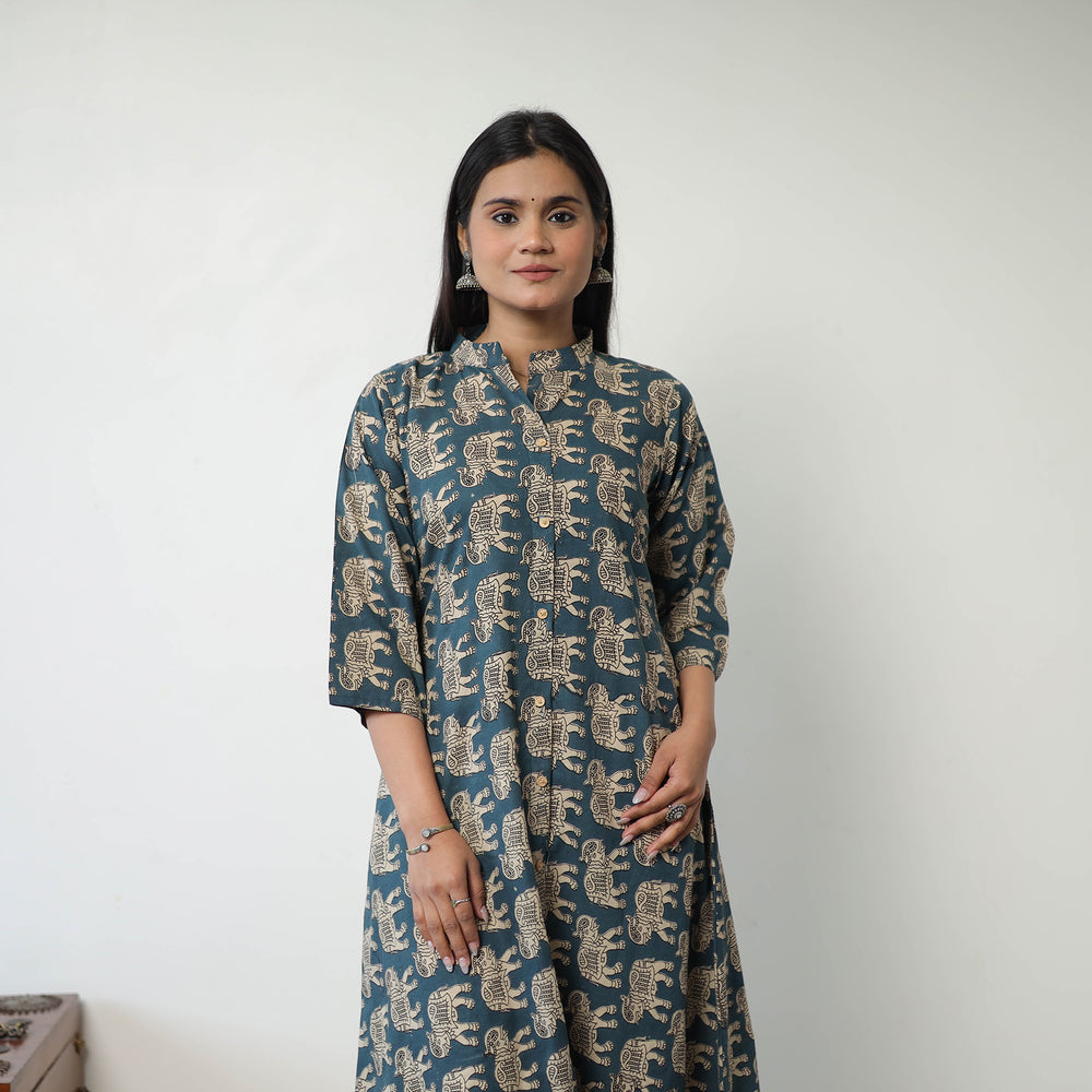 Printed Cotton A-Line Kalamkari Kurta 11