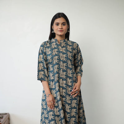 Printed Cotton A-Line Kalamkari Kurta 11