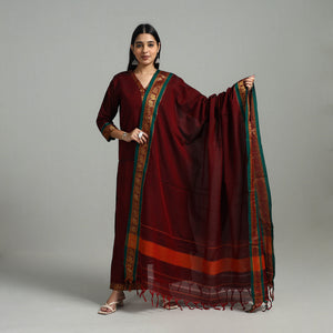 Maroon - Cotton Dharwad Kurta Set with Palazzo & Dupatta 11