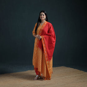 Pochampally Ikat Cotton Suit Set with Dupatta for Women 22