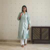 Traditional Cutwork Tissue Zari Jaal Banarasi Silk Kurta 11