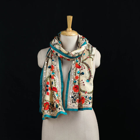 Ranihati Chanderi Silk Hand Embroidered Stole 141