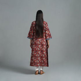 Buy Red Block Printed Cotton A-Line Bagru Kurta for Women