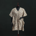 Beige - Kalamkari Hand Block Print Natural Dyed Cotton Kaftan (Medium) 13