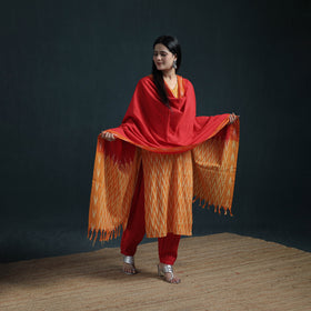 Pochampally Ikat Cotton Suit Set with Dupatta for Women 22