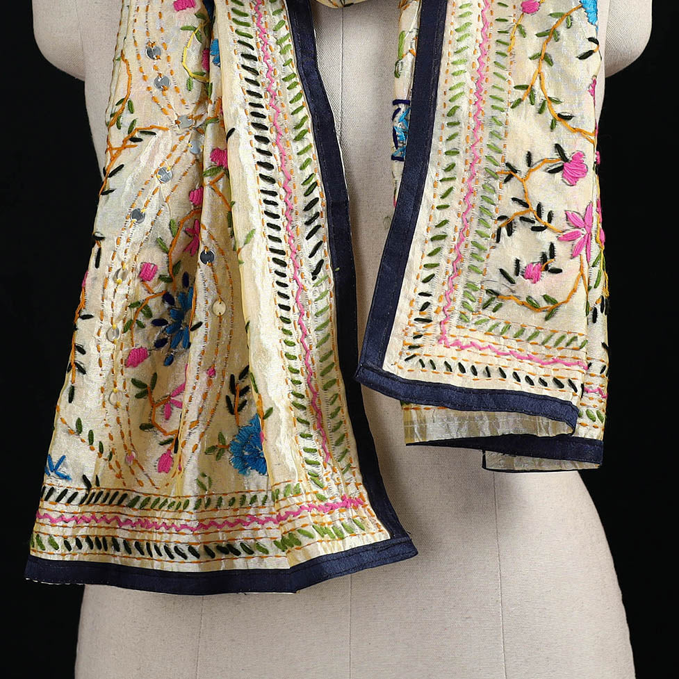 Ranihati Chanderi Silk Hand Embroidered Stole 142