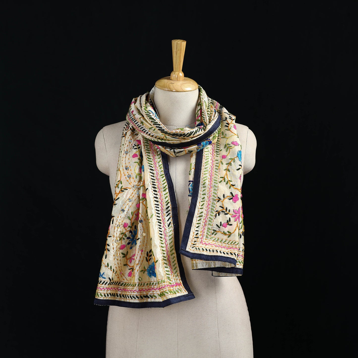 Ranihati Chanderi Silk Hand Embroidered Stole 142